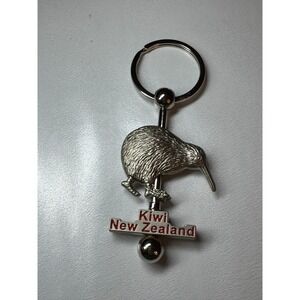 New Zealand Kiwi Bird Souvenir‎ Keychain Metal Silver Tone